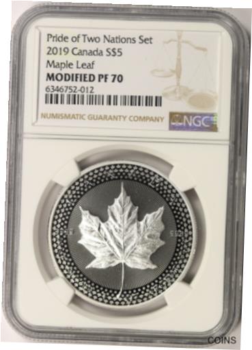  アンティークコイン コイン 金貨 銀貨  2019 Canada Silver Maple Leaf $5 NGC Modified PF70 Pride of Two Nations
