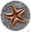 2019 ニウエ 2 オンス .999 シルバー アンティーク ワールド オブ フォッシル (スターフィッシュ) コイン COA & OGP2019 NIUE ...