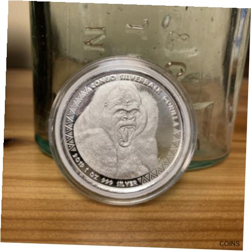 【極美品/品質保証書付】 アンティークコイン コイン 金貨 銀貨 [送料無料] 2019 Congo Proof-like Silverback Gorilla Silver Coin In Capsule 1 Oz Ounce .999