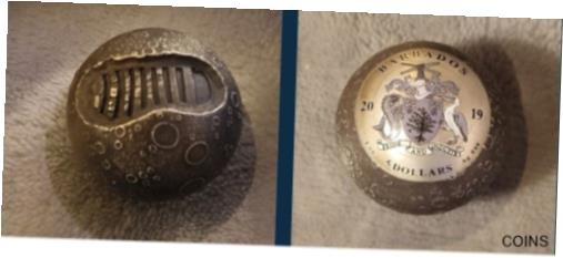 アンティークコイン コイン 金貨 銀貨  2019 Barbados 50th Anniv Moon Landing 1 oz Silver Spherical Coin-See Description