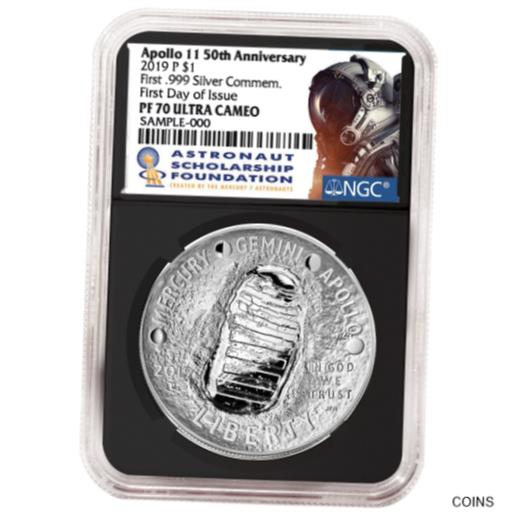 2019-P プルーフ $1 アポロ 11 号 50th アン シルバー ダラー NGC PF70UC FDI ASF ラベル レトロ2019-P Proof $1 Apollo 11 50th Ann Silver Dollar NGC PF70UC FDI ASF Label Retro(3)
