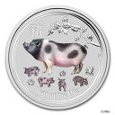 2019 オーストラリア旧暦の亥年カラー 2 オンス。コイン2019 Australian Lunar Year of the Pig colored 2oz. coin
