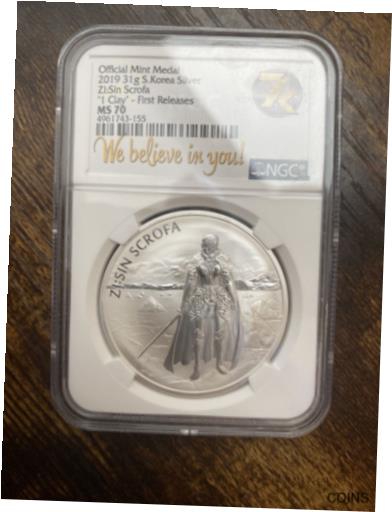  アンティークコイン コイン 金貨 銀貨  2019 S Korea Silver Zi:Sin Scrofa 1 Clay NGC MS 70 1 Oz Mint Medal