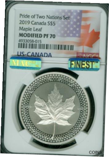  アンティークコイン コイン 金貨 銀貨  2019 CANADA MAPLE LEAF NGC MODIFIED PR70 MAC FINEST & SPOTLESS PRIDE TWO NATIONS