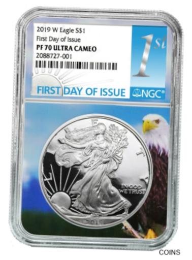 【極美品/品質保証書付】 アンティークコイン 銀貨 2019 W 1oz Silver 1 Eagle Proof NGC PF70 Ultra Cameo Eagle Core First Day Issue 送料無料 sot-wr-012513-602