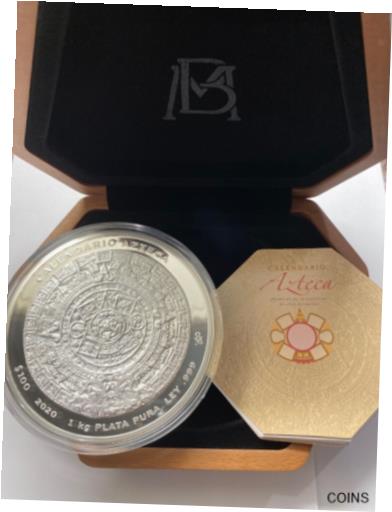 【極美品/品質保証書付】 アンティークコイン 銀貨 2020 Mexico 1 kilo Silver Aztec Calendar Box & COA [送料無料] #sof-wr-012515-146