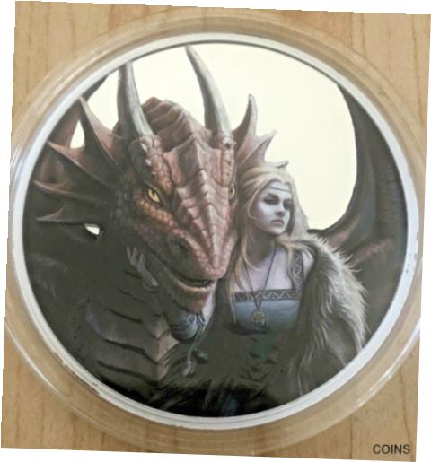 ڶ/ʼݾڽա ƥ    [̵] 5 oz Silver Colorized Round Anne Stokes Dragons Friend or Foe Low COA 11 / 500