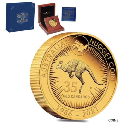 【極美品/品質保証書付】 アンティークコイン 金貨 2021 5 oz Proof Gold Australian Kangaroo Nugget 35th Ann Perth Mint Coin .9999 [送料無料] #gcf-wr-012517-2721