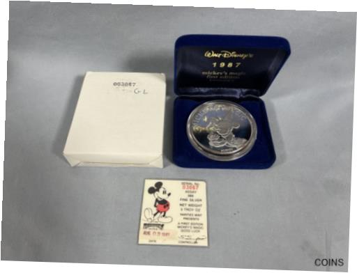 ڶ/ʼݾڽա ƥ    [̵] Disney Mickey's Magic 1987 1st Edition 5oz .999 Silver Coin with BOX &COA