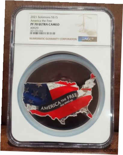  アンティークコイン コイン 金貨 銀貨  2021 NGC PF 70 SOLOMONS 5oz Silver $15 "AMERICA THE FREE" Ultra Cameo #929