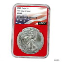 2020 $1 アメリカン シルバー イーグル NGC MS69 FDI フラグ ラベル レッド コア2020 $1 American Silver Eagle NGC MS69 FDI Flag Label Red Core(3)