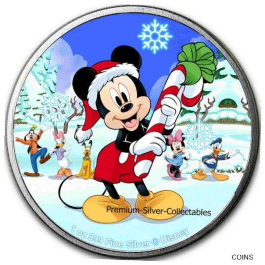楽天金銀プラチナ　ワールドリソース【極美品/品質保証書付】 アンティークコイン コイン 金貨 銀貨 [送料無料] 2020 Niue Disney Mickey Christmas - 1 Ounce Pure Silver .999 Coin!!!