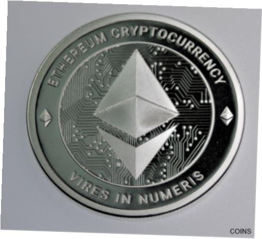 【極美品/品質保証書付】 アンティークコイン コイン 金貨 銀貨 送料無料 ETHEREUM Cryptocurrency Pure .999 Silver Round Coin in capsule