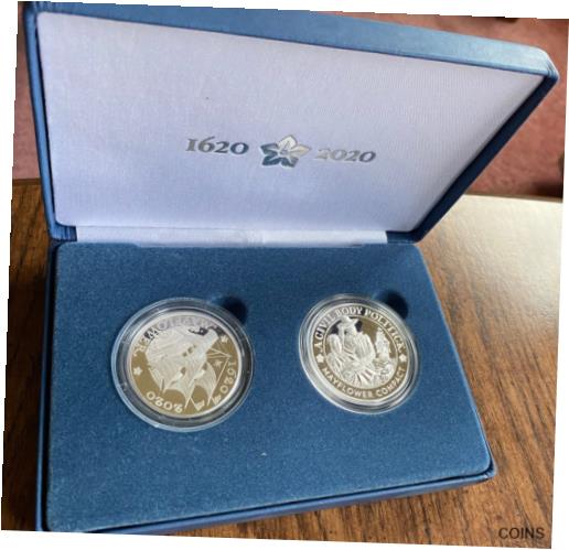 メイフラワー号航海 400 周年記念 シルバー プルーフ コインとメダルのセット400th Anniversary of the Mayflower Voyage Silver Proof Coin and Medal Set