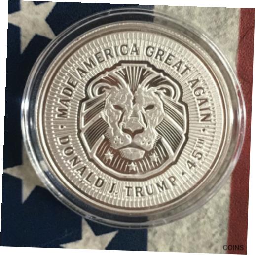 【極美品/品質保証書付】 アンティークコイン コイン 金貨 銀貨 送料無料 DONALD TRUMP MAGA LION 1 oz .999 SILVER ROUND COIN FREE KEYCHAIN SOLD OUT