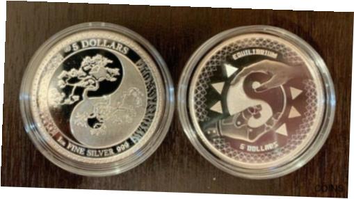  アンティークコイン コイン 金貨 銀貨  2018 & 2020 Tokelau Equilibrium 1oz Pure Silver coins UNC in capsule