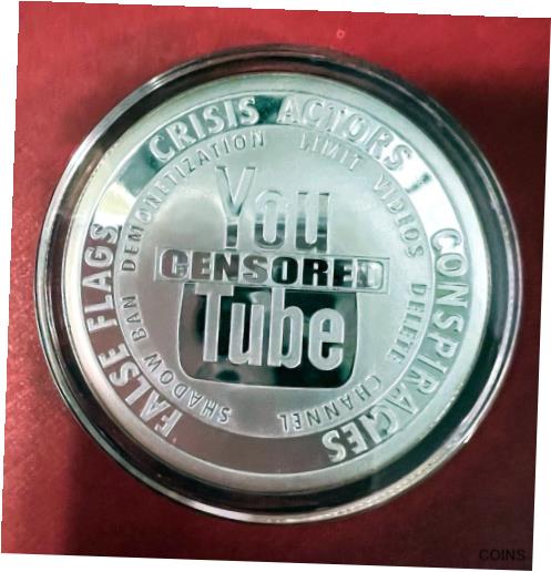  アンティークコイン コイン 金貨 銀貨  2 Oz .999 Silver Shield Proof YOUTUBE Censorship with COA