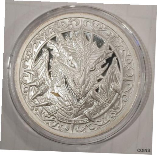 【極美品/品質保証書付】 アンティークコイン 銀貨 2 OZ THE DESTINY COIN 5 THE DRAGON OF DEATH 999 Silver BU Round 送料無料 scf-wr-012548-1561