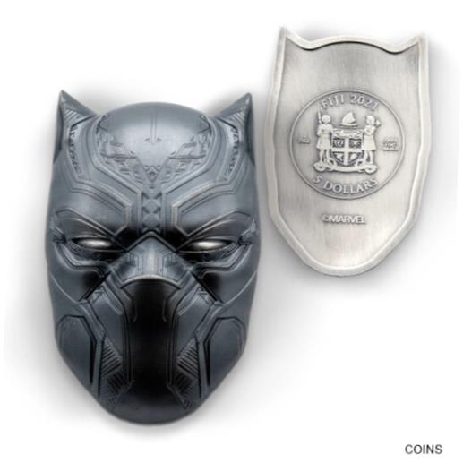 【極美品/品質保証書付】 アンティークコイン コイン 金貨 銀貨 送料無料 Brand New - 2021 2 oz Pure Silver Black Panther Mask Marvel Icon Coin
