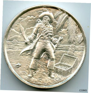 本物の「キャプテン」私掠船 2 オンス .999 シルバー ラウンド「No Prey No Pay」海賊Genuine "The Captain" Privateer 2 oz .999 Silver Round "No Prey No Pay" Pirate