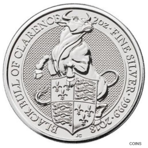 【極美品/品質保証書付】 アンティークコイン コイン 金貨 銀貨 [送料無料] 2018 2 oz British Silver Queen's Beast Black Bull Coin