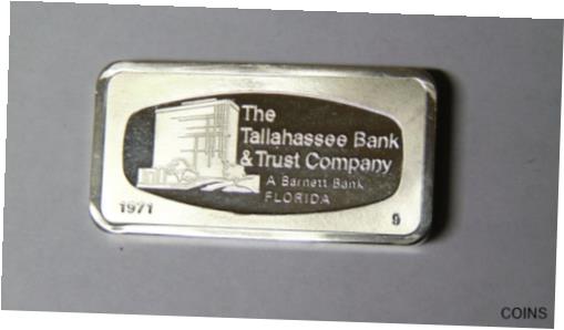 【極美品/品質保証書付】 アンティークコイン コイン 金貨 銀貨 送料無料 Tallahassee Bank Trust Company Florida 2 oz .925 Silver Bar Franklin Mint