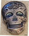 yɔi/iۏ؏tz AeB[NRC RC   [] 2 oz .999 Fine Silver Monarch Metals Day of the Dead ROSE Skull One Bar