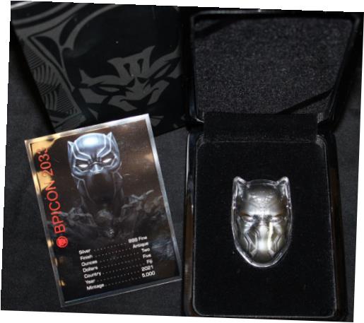 ڶ/ʼݾڽա ƥ    [̵] 2021 Marvel $5 Fiji Black Panther Antique Finish 2oz 999 Silver w/ box &CoA