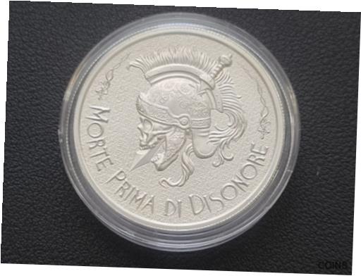  アンティークコイン 銀貨 2 oz SILVER ROUND DEATH BEFORE DISHONOR morte prima di disonore SKULL INTAGLIO  #sof-wr-012548-5749