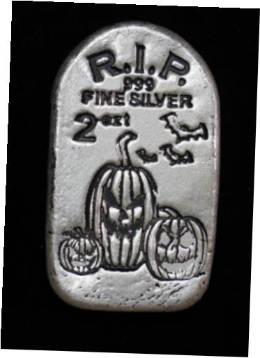 【極美品/品質保証書付】 アンティークコイン コイン 金貨 銀貨 [送料無料] Glow in the dark R.I.P. Halloween tombstone 2 Troy oz .999 fine silver C384