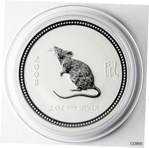 【極美品/品質保証書付】 アンティークコイン 銀貨 2008 2 Oz 999 Silver 2 Dollars Series I Australian Lunar Year of the Mouse Rat . [送料無料] #sof-wr-012548-996