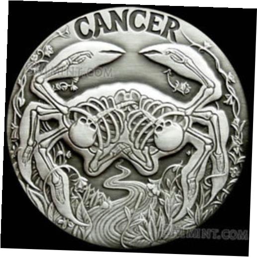 【極美品/品質保証書付】 アンティークコイン コイン 金貨 銀貨 [送料無料] 2015 1 oz Cancer Silver Coin | Memento Mori Zodiac Series | SkullCoins