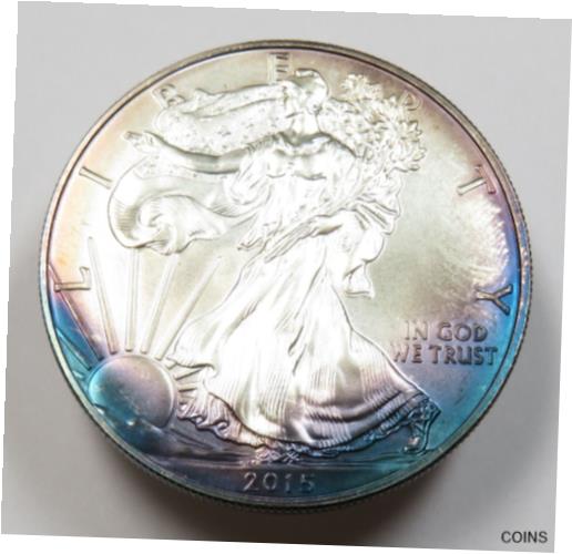 yɔi/iۏ؏tz AeB[NRC RC   [] 2015 BLUE TONED Silver American Eagle SAE Dollar $1 US Coin Item #34059