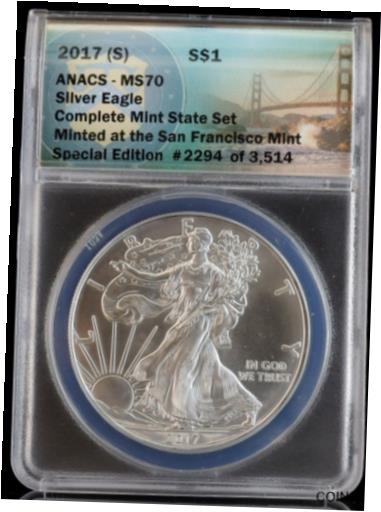  アンティークコイン コイン 金貨 銀貨  2017-S Silver Eagle Complete Mint State Set Coin ANACS MS 70