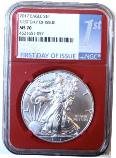  アンティークコイン コイン 金貨 銀貨  2017 1OZ American Silver Eagle. NGC MS70 First Day of Issue. SS5.