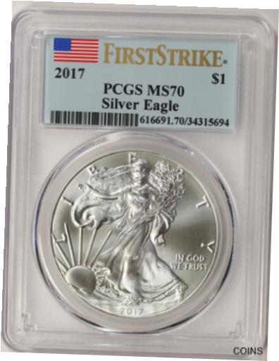 アンティークコイン コイン 金貨 銀貨  2017 $1 American Silver Eagle PCGS MS70 First Strike