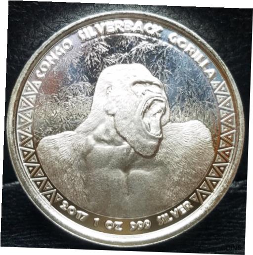 【極美品/品質保証書付】 アンティークコイン コイン 金貨 銀貨 [送料無料] 2017 Republic of Congo Prooflike Silverback Gorilla 1 oz Silver Coin .999 Fine