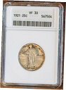  アンティークコイン コイン 金貨 銀貨  1921 25C Silver Standing Liberty Quarter ANACS VF 30 #567504 White Slab + Bonus