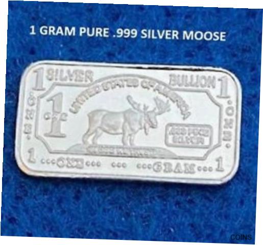 ڶ/ʼݾڽա ƥ  MOOSE - 1 GRAM GR G .999 Fine Pure Solid Sil...