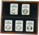 2011 $1 25 周年記念シルバー イーグル 5 コイン セット NGC MS/PF70 **早期リリース** 2011 $1 25th Anniversary Silver Eagle 5 Coin Set NGC MS/PF70 **Early Releases**(3)