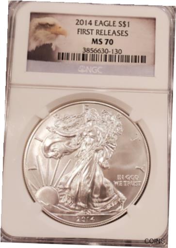 ڶ/ʼݾڽա ƥ    [̵] GEM UNC 2014 American Silver Eagle $1 NGC First Releases Eagle Label MS70 - NR!