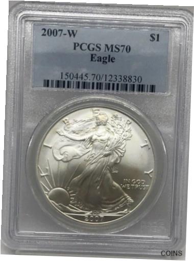 2007 W 艶出しシルバーイーグル~~PCGS MS 70 ブルーラベル 2007 W Burnished SILVER EAGLE~~PCGS MS 70 Blue Label