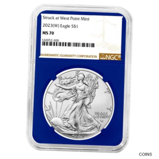 【極美品/品質保証書付】 アンティークコイン コイン 金貨 銀貨 [送料無料] Presale - 2023 (W) $1 American Silver Eagle NGC MS70 Brown Label Blue Core