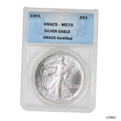 【極美品/品質保証書付】 アンティークコイン コイン 金貨 銀貨 [送料無料] 1991 $1 Silver Eagle ANACS MS70 Certified 1oz One Dollar Bullion graded coin