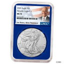 yɔi/iۏ؏tz AeB[NRC RC   [] 2021 $1 Type 1 American Silver Eagle NGC MS70 Biden Label Blue Core