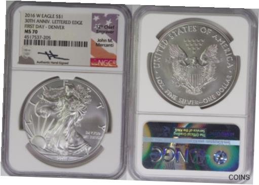 ڶ/ʼݾڽա ƥ    [̵] 2016-W American Silver Eagle ~ NGC MS70 First Day ~ Mercanti Signature ~ 205