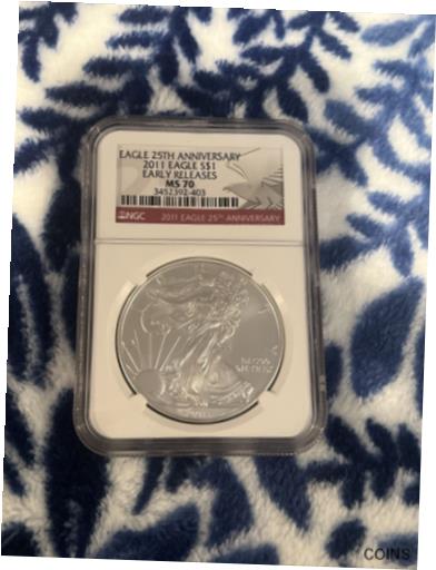 【極美品/品質保証書付】 アンティークコイン コイン 金貨 銀貨 [送料無料] 2011 American Silver Eagle NGC MS70 - Early Releases - 25th Anniversary Label