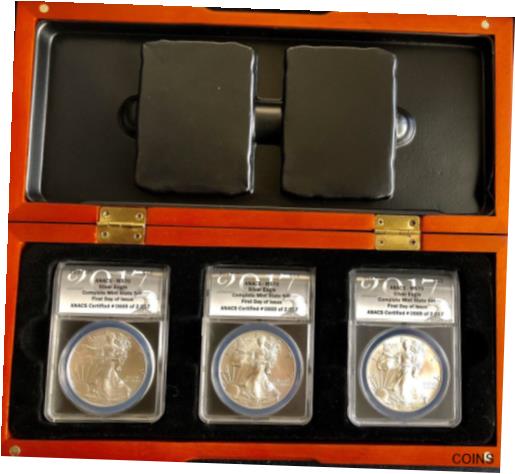  アンティークコイン コイン 金貨 銀貨  2017 ANACS MS 70 Complete Mint State Set First Day Of Issue