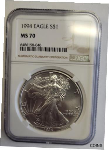 【極美品/品質保証書付】 アンティークコイン 銀貨 1994 American Silver Eagle MS70 NGC [送料無料] #sot-wr-012794-929