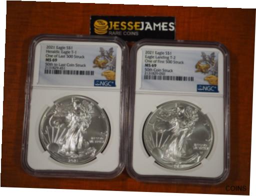 ڶ/ʼݾڽա ƥ  2021 SILVER EAGLE NGC MS69 DUSK AND AT DAWN 50TH COIN STRUCK TYPE 1 &2 SET [̵] #sct-wr-012798-124